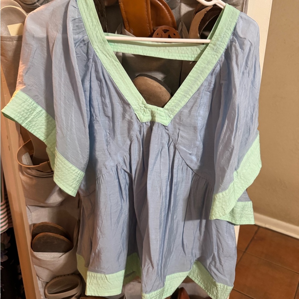 Mint and Blue Women's Top